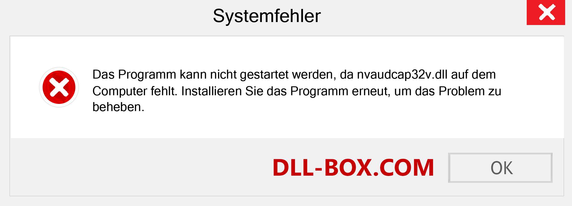 nvaudcap32v.dll-Datei fehlt?. Download für Windows 7, 8, 10 - Fix nvaudcap32v dll Missing Error unter Windows, Fotos, Bildern