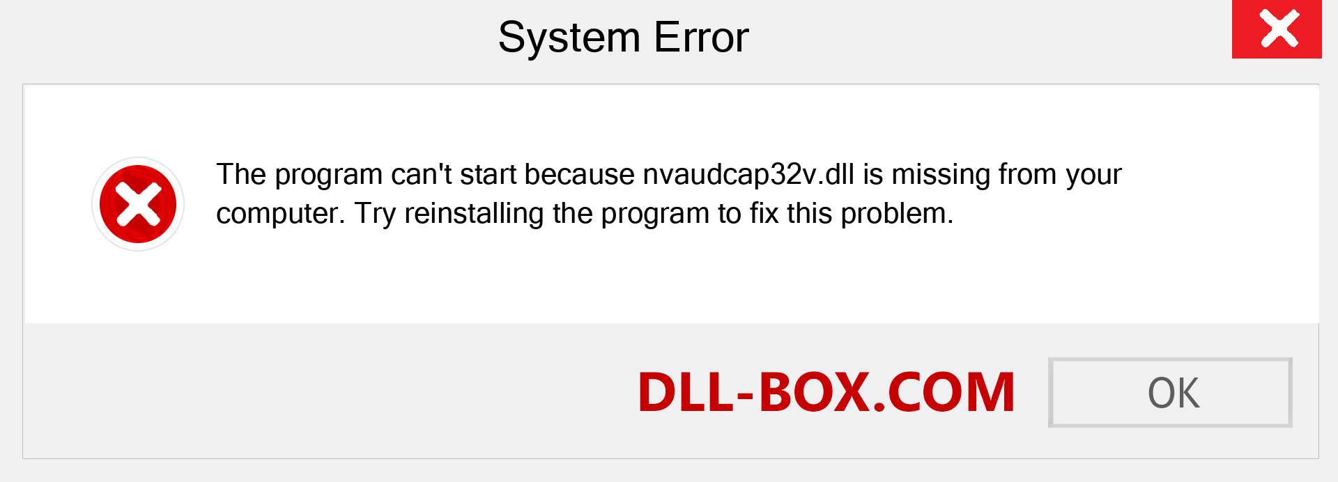  nvaudcap32v.dll file is missing?. Download for Windows 7, 8, 10 - Fix  nvaudcap32v dll Missing Error on Windows, photos, images
